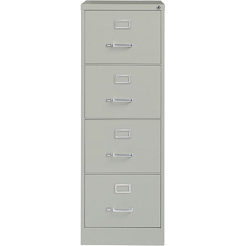 Lorell Fortress Series 26-1/2" Commercial-Grade Vertical File Cabinet 18" Width x 26.5" Depth x 52" Height - 4 x Drawer(s) for File - Legal - Vertical - Lockable, Ball-bearing Suspension, Heavy Duty - Light Gray - Steel - Recycled (LLR60199)