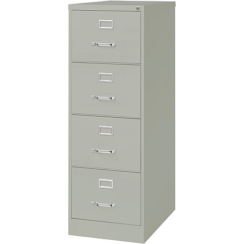 Lorell Fortress Series 26-1/2" Commercial-Grade Vertical File Cabinet 18" Width x 26.5" Depth x 52" Height - 4 x Drawer(s) for File - Legal - Vertical - Lockable, Ball-bearing Suspension, Heavy Duty - Light Gray - Steel - Recycled (LLR60199)