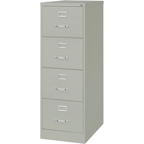 Lorell Fortress Series 26-1/2" Commercial-Grade Vertical File Cabinet 18" Width x 26.5" Depth x 52" Height - 4 x Drawer(s) for File - Legal - Vertical - Lockable, Ball-bearing Suspension, Heavy Duty - Light Gray - Steel - Recycled (LLR60199)