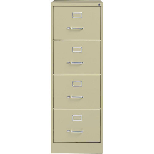 Lorell Fortress Series 26-1/2" Commercial-Grade Vertical File Cabinet 18" Width x 26.5" Depth x 52" Height - 4 x Drawer(s) for File - Legal - Vertical - Lockable, Ball-bearing Suspension, Heavy Duty - Putty - Steel - Recycled (LLR60197)