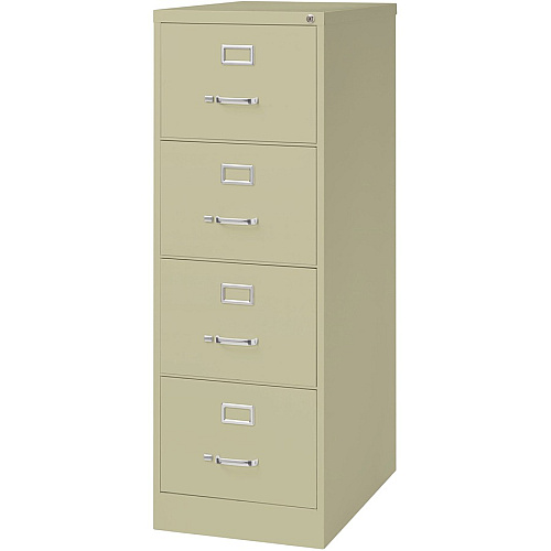 Lorell Fortress Series 26-1/2" Commercial-Grade Vertical File Cabinet 18" Width x 26.5" Depth x 52" Height - 4 x Drawer(s) for File - Legal - Vertical - Lockable, Ball-bearing Suspension, Heavy Duty - Putty - Steel - Recycled (LLR60197)