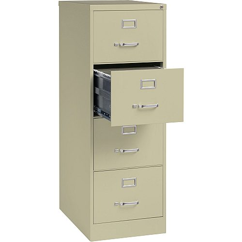 Lorell Fortress Series 26-1/2" Commercial-Grade Vertical File Cabinet 18" Width x 26.5" Depth x 52" Height - 4 x Drawer(s) for File - Legal - Vertical - Lockable, Ball-bearing Suspension, Heavy Duty - Putty - Steel - Recycled (LLR60197)