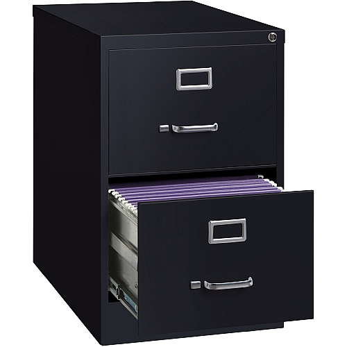 Lorell Fortress Series 26-1/2" Commercial-Grade Vertical File Cabinet 18" Width x 26.5" Depth x 28.4" Height - 2 x Drawer(s) for File - Legal - Vertical - Lockable, Ball-bearing Suspension, Heavy Duty - Black - Steel - Recycled (LLR60661)