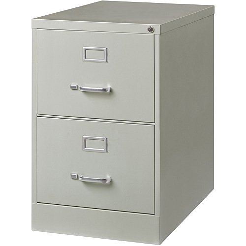 Lorell Fortress Series 26-1/2" Commercial-Grade Vertical File Cabinet 18" Width x 26.5" Depth x 28.4" Height - 2 x Drawer(s) for File - Legal - Vertical - Lockable, Ball-bearing Suspension, Heavy Duty - Light Gray - Steel - Recycled (LLR60662)
