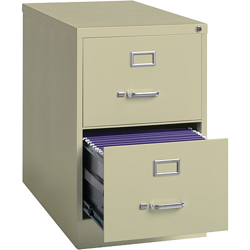 Lorell Fortress Series 26-1/2" Commercial-Grade Vertical File Cabinet 18" Width x 26.5" Depth x 28.4" Height - 2 x Drawer(s) for File - Legal - Vertical - Lockable, Ball-bearing Suspension, Heavy Duty - Putty - Steel - Recycled (LLR60660)