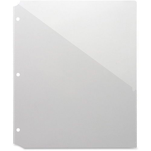 Business Source Poly Binder Pockets 40 x Sheet Capacity - For Letter 8 1/2" x 11" Sheet - 3 x Holes - Rectangular - Clear - Polypropylene - 5 / Pack (BSN32375)