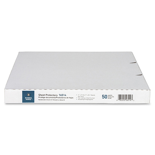 Business Source Nonglare Top-loading Sheet Protectors 11" Height x 9" Width x 3.3 mil Thickness - For Letter 8 1/2" x 11" Sheet - Rectangular - Non-glare - Polypropylene - 50 / Box (BSN16514)