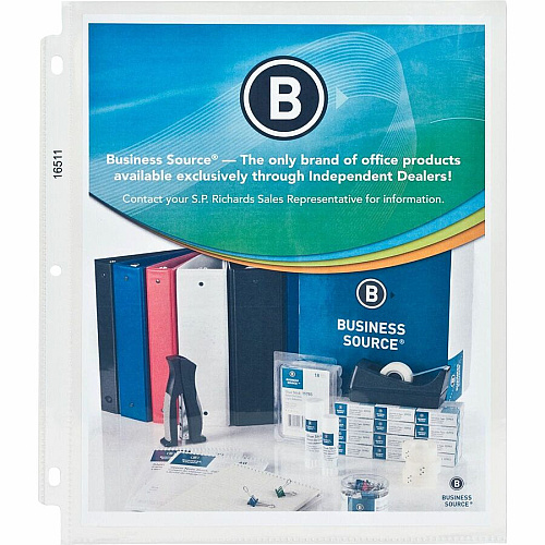 Business Source Sheet Protectors 5 mil Thickness - For Letter 8 1/2" x 11" Sheet - 3 x Holes - Ring Binder - Top Loading - Rectangular - Clear - Polypropylene - 50 / Box (BSN16511)