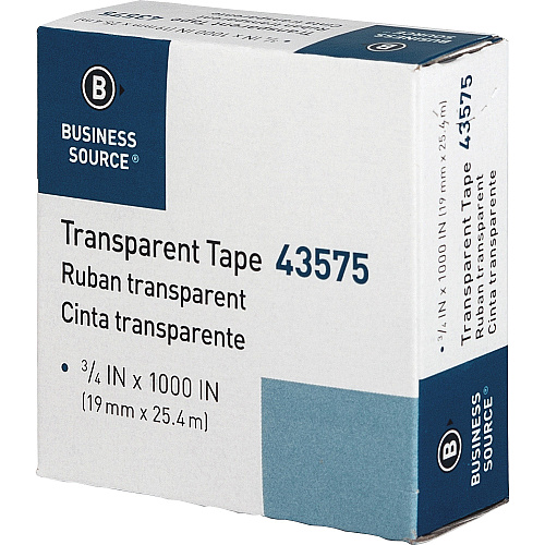 Business Source All-purpose Transparent Glossy Tape 27.78 yd Length x 0.75" Width - 1" Core - Clear - For Sealing, Mending, Protecting - 12 / Pack (BSN43575)