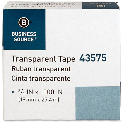 Business Source All-purpose Transparent Glossy Tape 27.78 yd Length x 0.75" Width - 1" Core - Clear - For Sealing, Mending, Protecting - 12 / Pack (BSN43575)