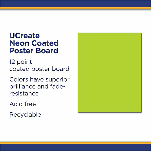 UCreate Neon Poster Board 22" Width x 28" Length - Hot Lime - 25 / Carton (54111)