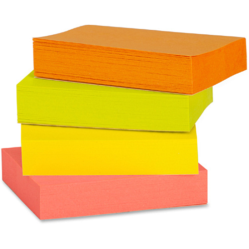 Business Source Premium Repostionable Adhesive Notes 1 1/2" Flag/Note Width x 2" Flag/Note Length - Rectangle - Unruled - Neon - Self-adhesive, Repositionable, Solvent-free Adhesive - 12 / Pack (BSN16493)