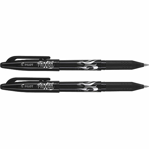 Pilot FriXion Ball Erasable Gel Pens 0.7 mm Fine Pen Point - Erasable - Black Ink - Gel-based - Black Barrel - 2 / Pack (31553)
