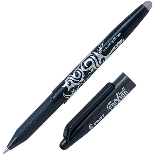 Pilot FriXion Ball Erasable Gel Pens 0.7 mm Fine Pen Point - Erasable - Black Ink - Gel-based - Black Barrel - 2 / Pack (31553)