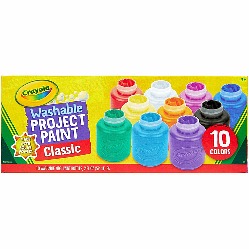 Crayola Washable Kids' Paint Set 10 Color(s) - Blue, White, Violet, Brown, Green, Turquoise, Red, Yellow, Orange, Magenta - 2 fl oz - Washable - 10 / Set (541205)