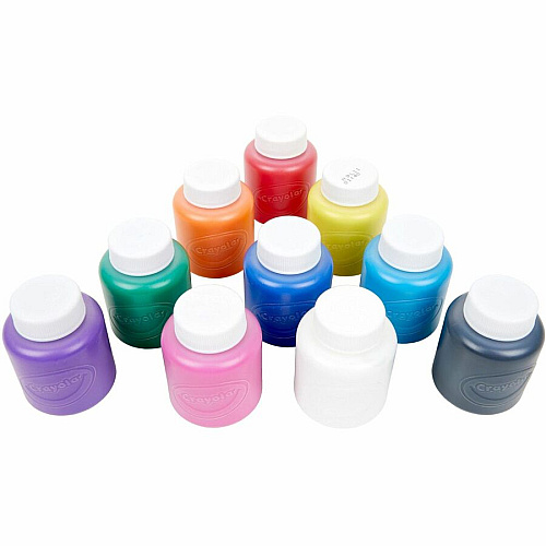 Crayola Washable Kids' Paint Set 10 Color(s) - Blue, White, Violet, Brown, Green, Turquoise, Red, Yellow, Orange, Magenta - 2 fl oz - Washable - 10 / Set (541205)