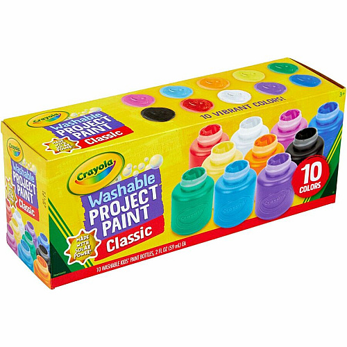 Crayola Washable Kids' Paint Set 10 Color(s) - Blue, White, Violet, Brown, Green, Turquoise, Red, Yellow, Orange, Magenta - 2 fl oz - Washable - 10 / Set (541205)