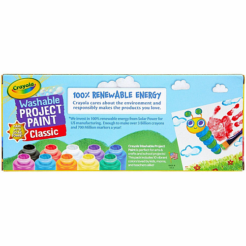 Crayola Washable Kids' Paint Set 10 Color(s) - Blue, White, Violet, Brown, Green, Turquoise, Red, Yellow, Orange, Magenta - 2 fl oz - Washable - 10 / Set (541205)