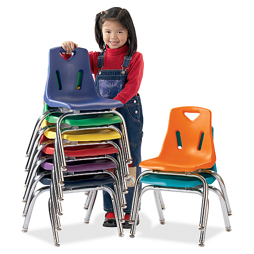 Jonti-Craft Berries Plastic Chairs with Chrome-Plated Legs Orange Seat Color - Polypropylene Seat Material - Steel Frame Material - Four-legged Base - Orange - 1 Each (8148JC1114)