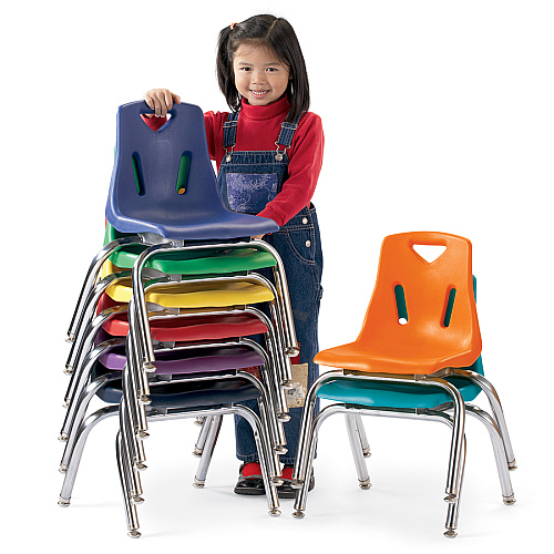 Jonti-Craft Berries Stacking Chair Steel Frame Material - Four-legged Base - Orange - Polypropylene - 1 Each (8140JC1114)