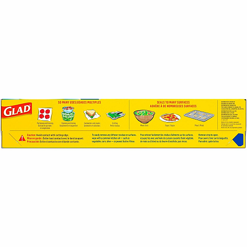 Glad Press'n Seal Food Plastic Wrap 11.80" Width x 71.10 ft Length - Durable, Freezer Safe, Microwave Safe, Cutting Edge - Plastic - Clear - 1 Each (70441)