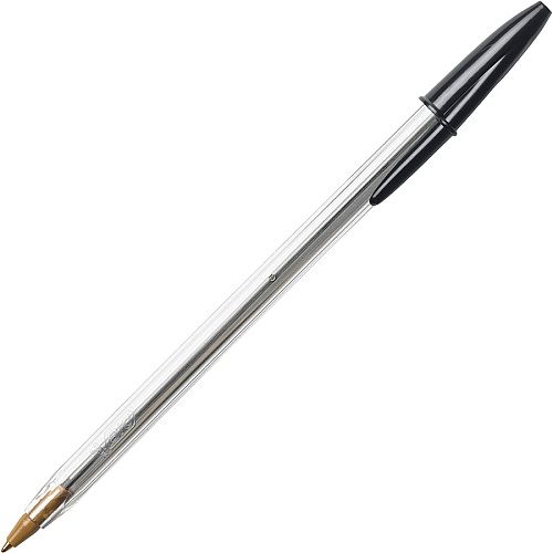 BIC Cristal Ballpoint Stick Pens Medium Pen Point - Black Ink - Clear Barrel - 10 / Pack (MSP10BK)