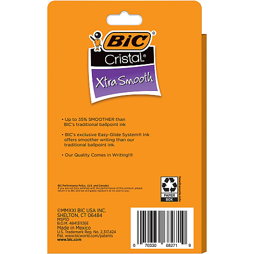 BIC Cristal Ballpoint Stick Pens Medium Pen Point - Black Ink - Clear Barrel - 10 / Pack (MSP10BK)