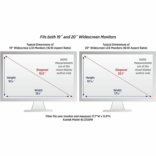Kantek LCD Protective Filter Silver For 20" WidescreenMonitor - Scratch Resistant - Acrylic - Anti-glare - 1 Each (LCD20W)
