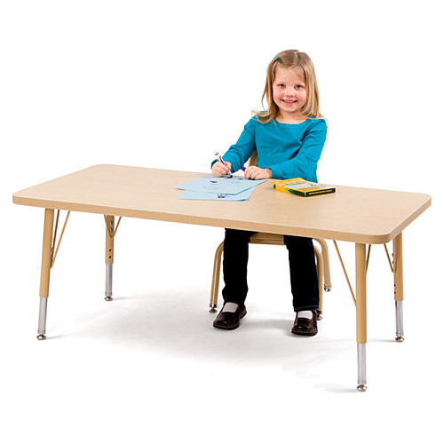 Jonti-Craft Berries Elementary Height Gray Top Color Edge Round Table Gray Round, Laminated Top - Four Leg Base - 4 Legs - Height Adjustable - 15" to 24" Adjustment x 1.13" Table Top Thickness x 42" Table Top Diameter - 24" Height - Children, (6468JCE003)
