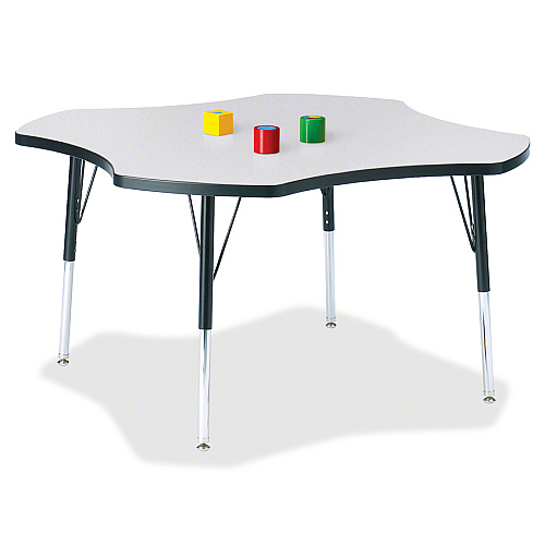 Jonti-Craft Berries Prism Four-Leaf Student Table Black, Laminated Top - Four Leg Base - 4 Legs - Height Adjustable - 24" to 31" Adjustment x 1.13" Table Top Thickness x 48" Table Top Diameter - 31" Height - Educational Environment - Assembly (6453JCA180)