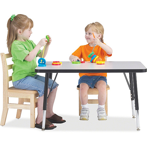 Jonti-Craft Berries Elementary Height Color Edge Rectangle Table Black Rectangle, Laminated Top - Four Leg Base - 4 Legs - Height Adjustable - 15" to 24" Adjustment - 60" Table Top Length x 30" Table Top Width x 1.13" Table Top Thickness - 24 (6408JCE180)