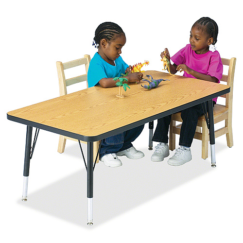 Jonti-Craft Berries Adult Height Color Edge Rectangle Table Gray Rectangle, Laminated Top - Four Leg Base - 4 Legs - Height Adjustable - 24" to 31" Adjustment - 48" Table Top Length x 24" Table Top Width x 1.13" Table Top Thickness - 31" Heig (6403JCA003)