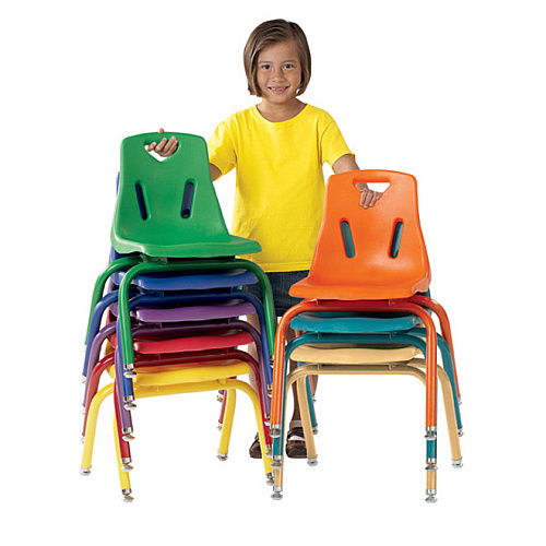 Jonti-Craft Berries Plastic Chair with Powder Coated Legs Steel Frame Material - Four-legged Base - Yellow - Polypropylene - 1 Each (8122JC1007)