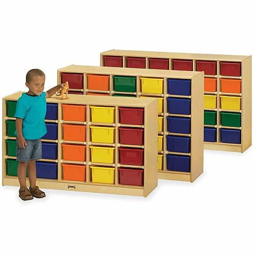Jonti-Craft Rainbow Accents 30 Cubbie Mobile Storage 35.50" Height x 57.50" Width x 15" Depth - Durable, Laminated - Baltic - Rubber, Acrylic - 1 Each (0430JC)
