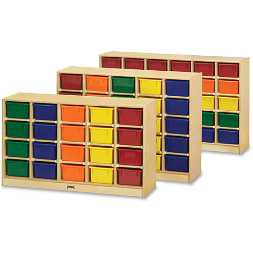 Jonti-Craft Rainbow Accents 25 Cubbie Mobile Storage 35.50" Height x 48" Width x 15" Depth - Durable, Laminated - Baltic - Acrylic, Rubber - 1 Each (0425JC)