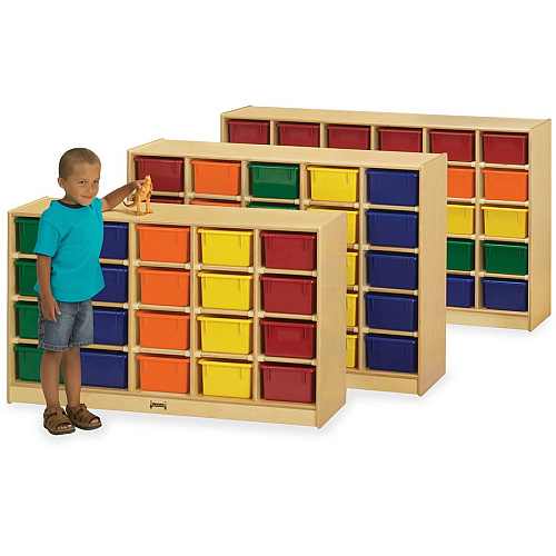 Jonti-Craft Rainbow Accents 20 Cubbie Mobile Storage 29.50" Height x 48" Width x 15" Depth - Durable, Laminated - Baltic - Acrylic, Rubber - 1 Each (0420JC)