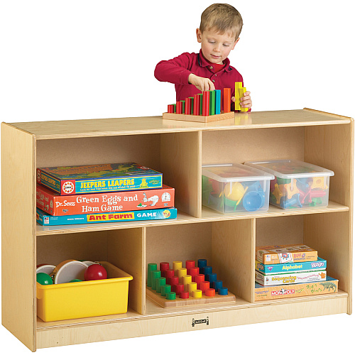 Jonti-Craft Low Single Mobile Storage Unit 340 - 5 Compartment(s) - 29.50" Height x 48" Width x 15" Depth - Sturdy - Laminate - Wood Grain - Baltic Birch Plywood - 1 Each (0392JC)