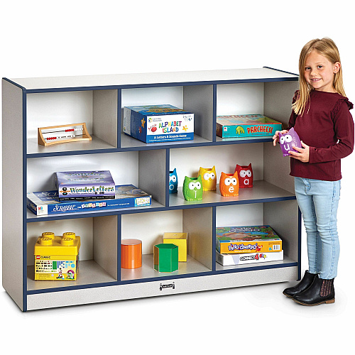 Jonti-Craft Rainbow Accents Super-size Mobile Storage 35.50" Height x 48" Width x 15" Depth - Durable, Laminated - Navy - Hard Rubber - 1 Each (2691JCWW112)