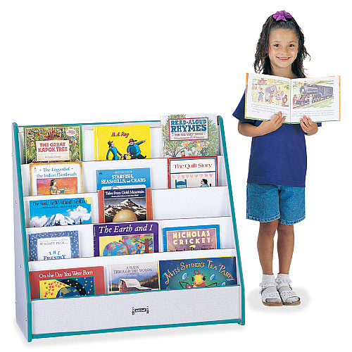 Jonti-Craft Rainbow Accents Laminate 5-shelf Pick-a-Book Stand 5 Compartment(s) - Compartment Size : 1" - 27.50" Height x 30" Width x 13.50" Depth - Durable, Laminated, Rounded Corner - Teal - 1 Each (3514JCWW005)