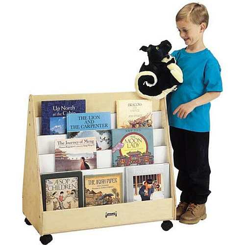 Jonti-Craft Rainbow Accents Double Sided Mobile Pick-a-Book Stand 8 Compartment(s) - Compartment Size : 1" - 30" Height x 30" Width x 16.50" Depth - Rounded Corner, Durable, Yellowing Resistant - UV Acrylic - Baltic - Birch Plywood - 1 Each (3507JC)