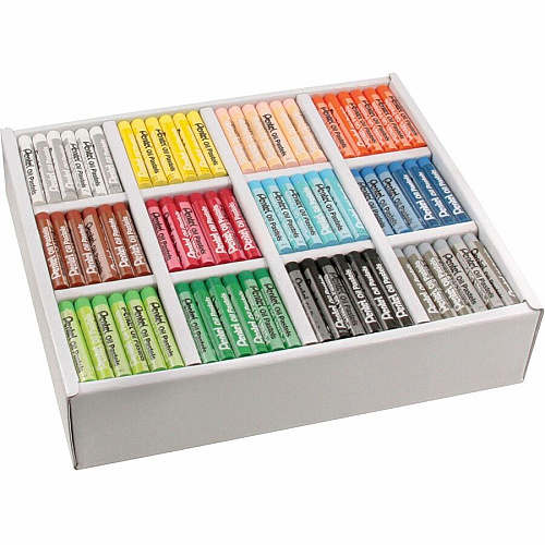 Pentel Arts Pentel Arts Oil Pastels 2.4" Length x 0.4" Diameter - Black, Brown, Cobalt Blue, Gray, Green, Orange, White, Red, Pale Blue, Pale Orange, Lime Yellow, ... - 432 / Box (PHN12CP)