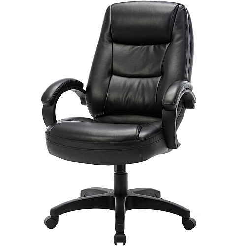 Lorell Westlake Series Executive High-Back Chair Black Seat Color - Leather Seat Material - Black Frame Color - Polyurethane Frame Material - High Back - Black - 1 Each (LLR63286)