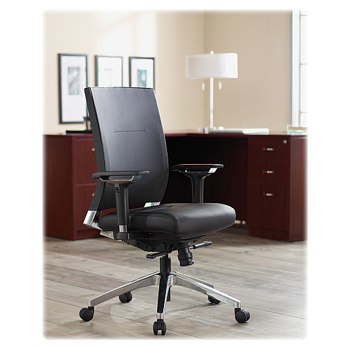 Lorell Heavy-duty Full-Function Executive Office Chair Black Seat Color - Leather Seat Material - 5-star Base - Black - 1 Each (LLR90040)