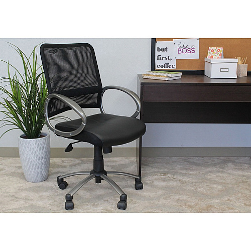 Lorell Mesh Mid-Back Task Chair Black Seat Color - Leather Seat Material - 5-star Base - Black - 1 Each (LLR69518)