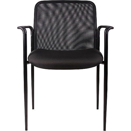 Lorell Reception Side Chair with Molded Cap Arms Black Seat Color - Mesh Back Material - Steel Frame Material - Four-legged Base - 1 Each (LLR69506)