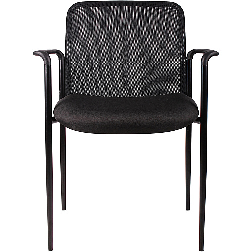 Lorell Reception Side Chair with Molded Cap Arms Black Seat Color - Mesh Back Material - Steel Frame Material - Four-legged Base - 1 Each (LLR69506)