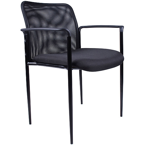 Lorell Reception Side Chair with Molded Cap Arms Black Seat Color - Mesh Back Material - Steel Frame Material - Four-legged Base - 1 Each (LLR69506)