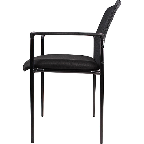 Lorell Reception Side Chair with Molded Cap Arms Black Seat Color - Mesh Back Material - Steel Frame Material - Four-legged Base - 1 Each (LLR69506)