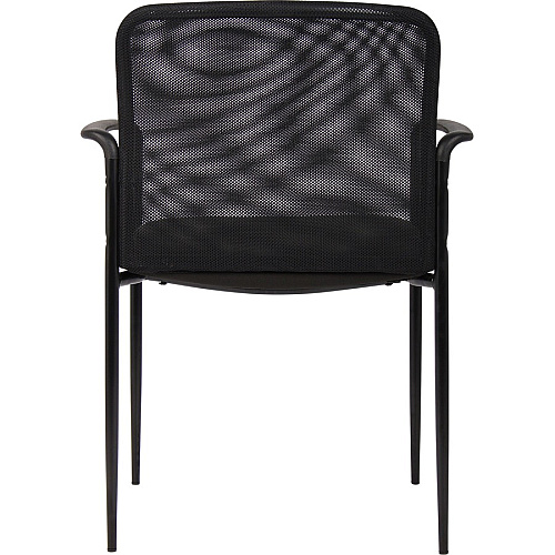 Lorell Reception Side Chair with Molded Cap Arms Black Seat Color - Mesh Back Material - Steel Frame Material - Four-legged Base - 1 Each (LLR69506)