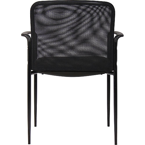 Lorell Reception Side Chair with Molded Cap Arms Black Seat Color - Mesh Back Material - Steel Frame Material - Four-legged Base - 1 Each (LLR69506)